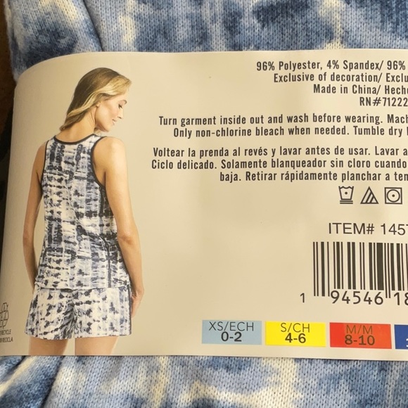 Lucky Brand Ladies' 4-Piece Pajama Set Blue (Winter Tie Dye) - Picture 6 of 9